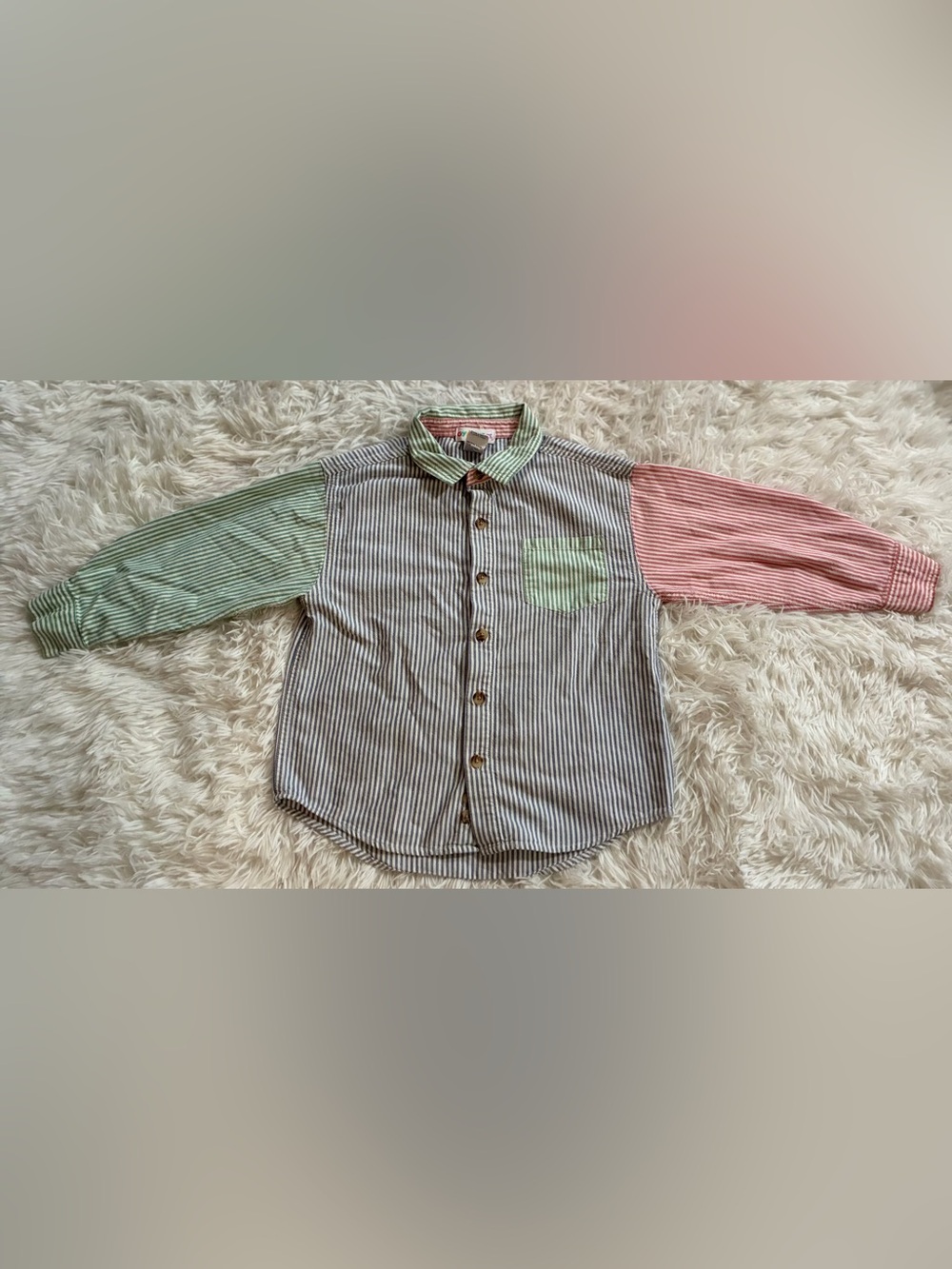 Vintage 90s Gymboree Rainbow Tag 1998 Walkabout Striped Button Up Shirt XL 5/6